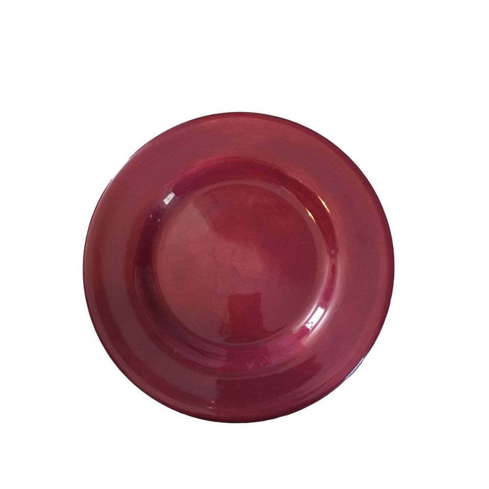 Burgandy Red TABLETOPS UNLIMITED Dinner Plate Handpainted Width: 11 1/8 in
